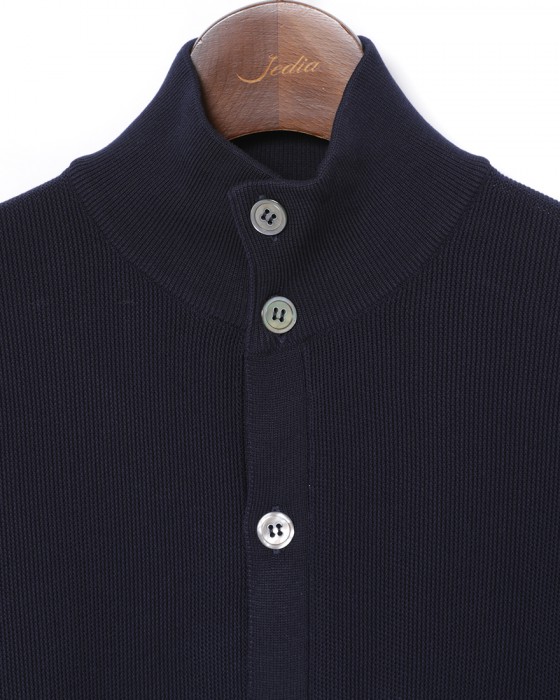 FILIPPO DE LAURENTIIS12G クレープコットン スタンドカラー ニットカーディガン04l