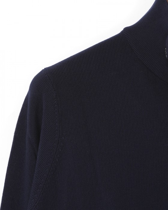 FILIPPO DE LAURENTIIS12G クレープコットン スタンドカラー ニットカーディガン05l