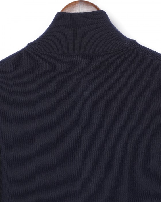 FILIPPO DE LAURENTIIS12G クレープコットン スタンドカラー ニットカーディガン07l