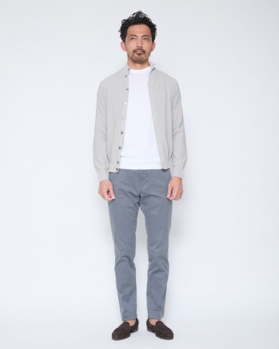 FILIPPO DE LAURENTIIS12G クレープコットン スタンドカラー ニットカーディガン16l