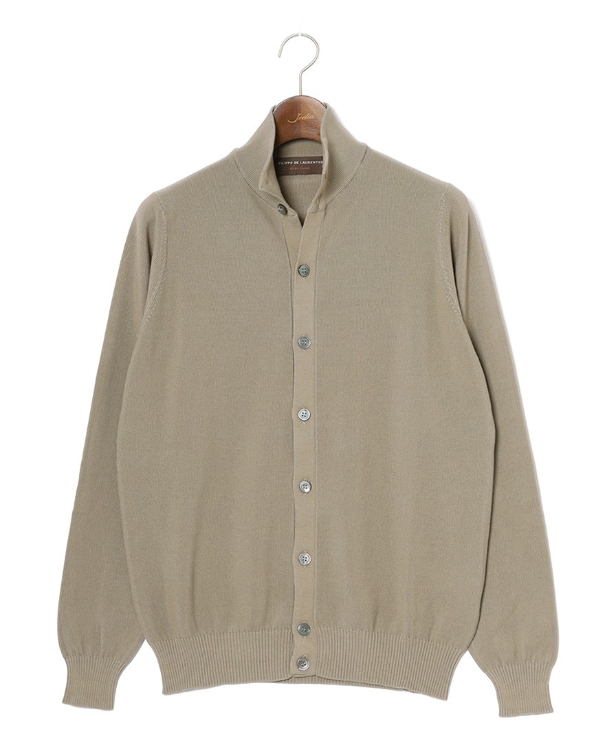 FILIPPO DE LAURENTIIS12G クレープコットン スタンドカラー ニットカーディガンma