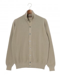 12G クレープコットン スタンドカラー ニットカーディガン