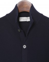FILIPPO DE LAURENTIIS12G クレープコットン スタンドカラー ニットカーディガンmb_03l
