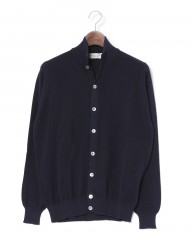 FILIPPO DE LAURENTIIS12G クレープコットン スタンドカラー ニットカーディガンmb_c1