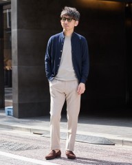 FILIPPO DE LAURENTIIS12G クレープコットン スタンドカラー ニットカーディガンmb_ma