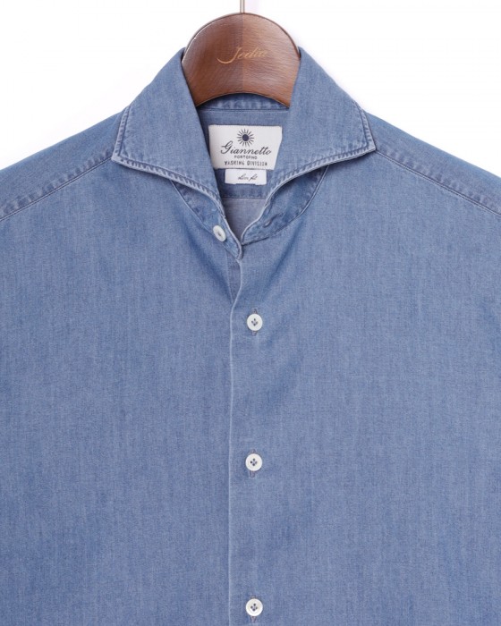 giannettoシャンブレー カッタウェイシャツ 【SLIM FIT】05l