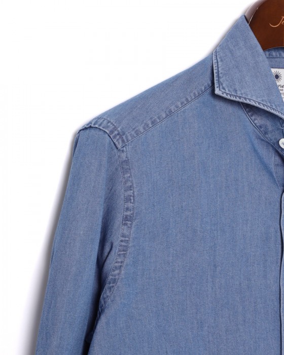 giannettoシャンブレー カッタウェイシャツ 【SLIM FIT】09l