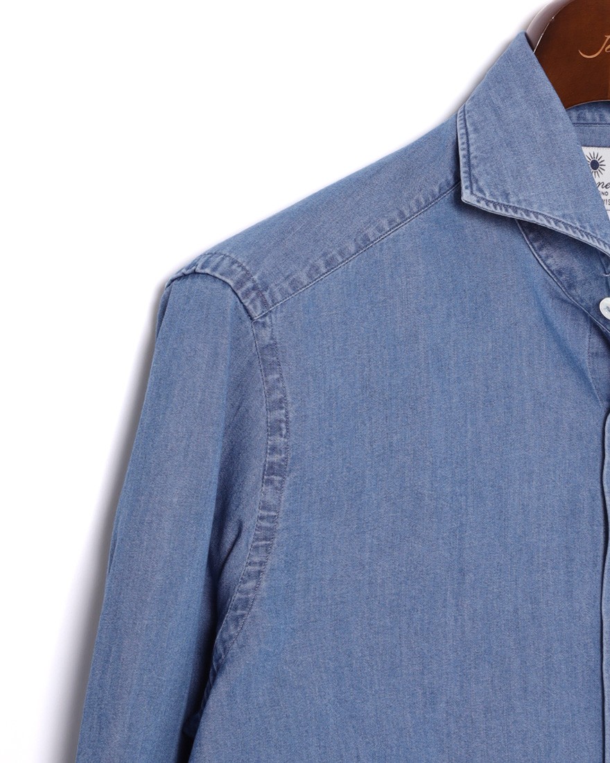giannettoシャンブレー カッタウェイシャツ 【SLIM FIT】09l