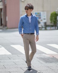 giannettoシャンブレー カッタウェイシャツ 【SLIM FIT】mb_ma