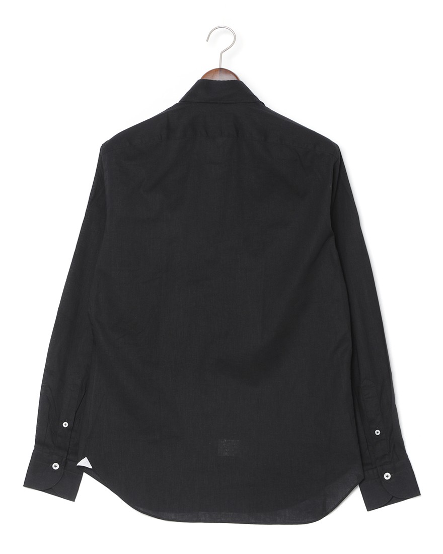 giannettoリネンコットン ブラック カッタウェイシャツ 【SLIM FIT】04l