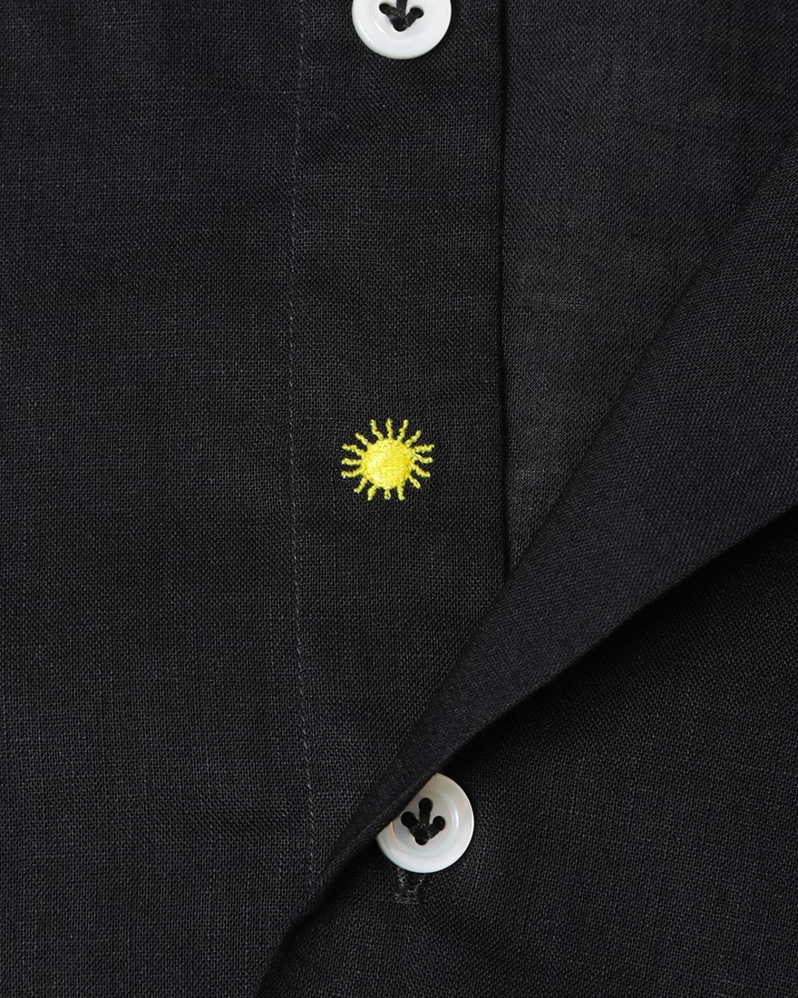 giannettoリネンコットン ブラック カッタウェイシャツ 【SLIM FIT】08l