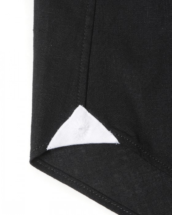 giannettoリネンコットン ブラック カッタウェイシャツ 【SLIM FIT】10l