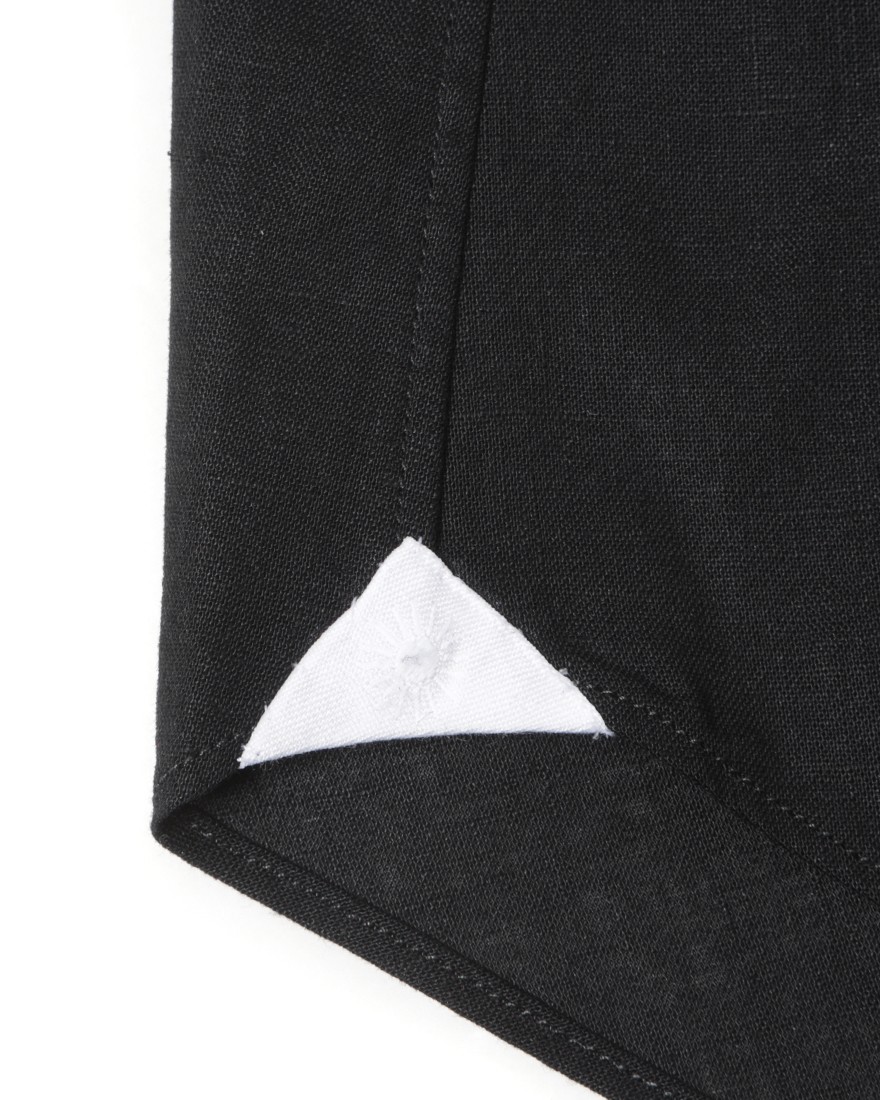 giannettoリネンコットン ブラック カッタウェイシャツ 【SLIM FIT】10l