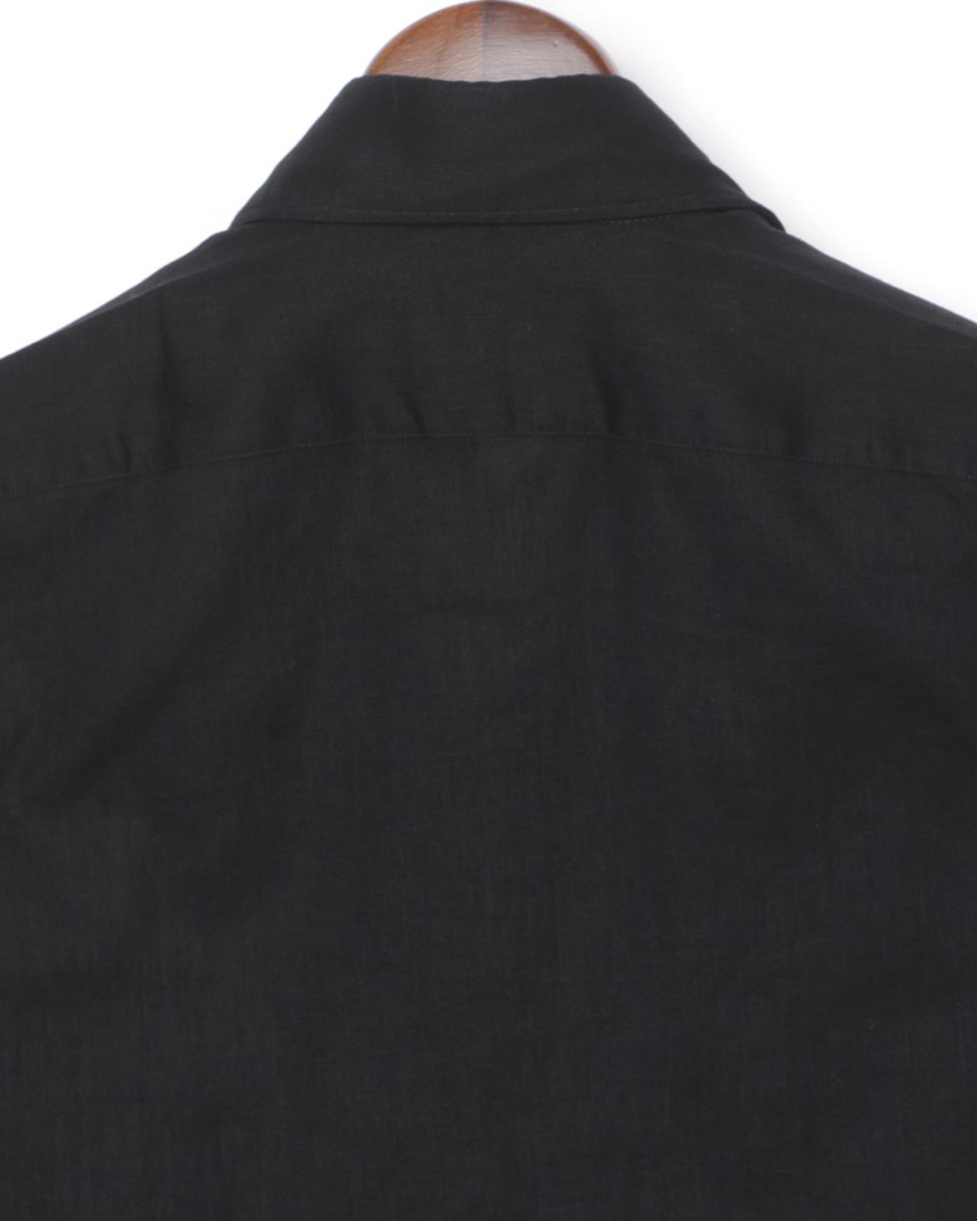 giannettoリネンコットン ブラック カッタウェイシャツ 【SLIM FIT】11l