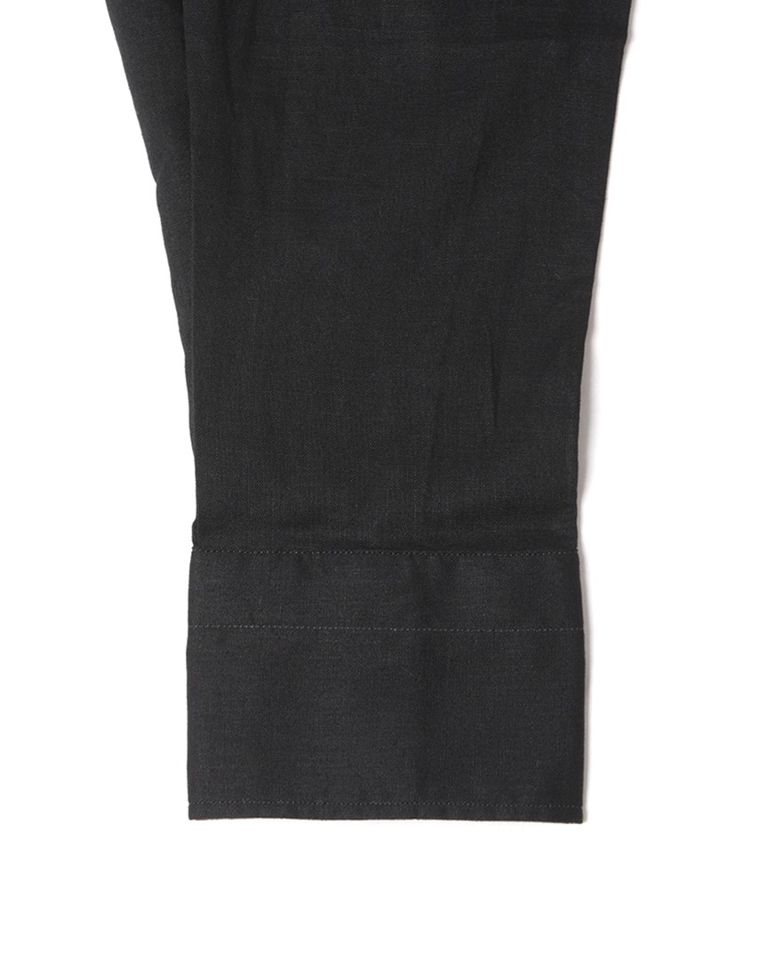 giannettoリネンコットン ブラック カッタウェイシャツ 【SLIM FIT】14l