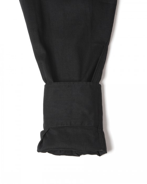 giannettoリネンコットン ブラック カッタウェイシャツ 【SLIM FIT】16l