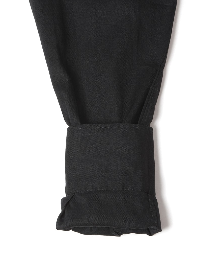 giannettoリネンコットン ブラック カッタウェイシャツ 【SLIM FIT】16l