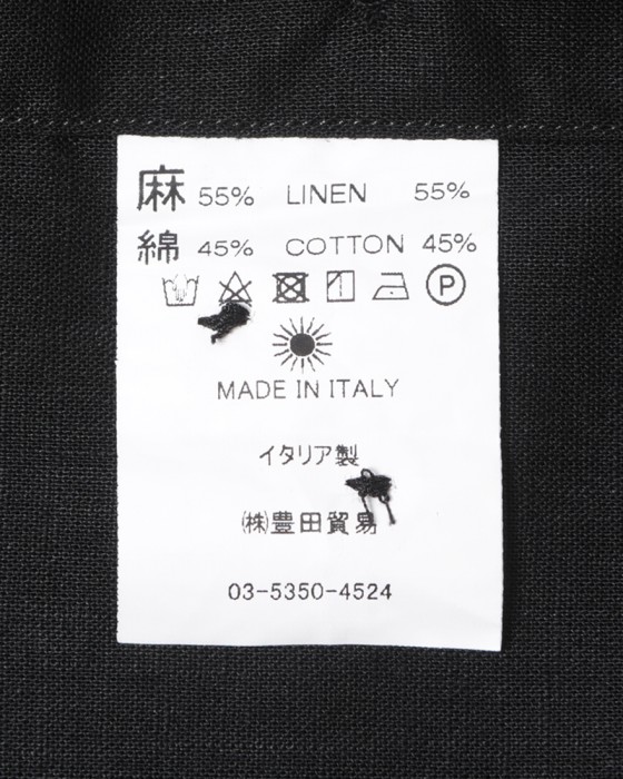 giannettoリネンコットン ブラック カッタウェイシャツ 【SLIM FIT】18l