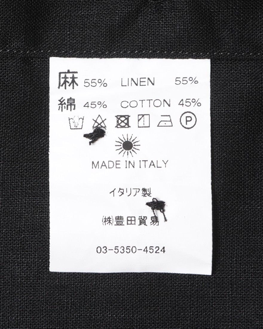 giannettoリネンコットン ブラック カッタウェイシャツ 【SLIM FIT】18l