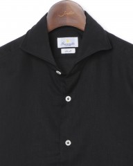 giannettoリネンコットン ブラック カッタウェイシャツ 【SLIM FIT】mb_05l