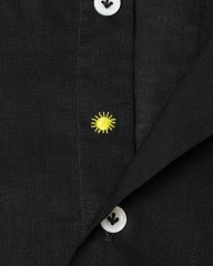 giannettoリネンコットン ブラック カッタウェイシャツ 【SLIM FIT】mb_08l