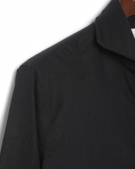giannettoリネンコットン ブラック カッタウェイシャツ 【SLIM FIT】mb_09l