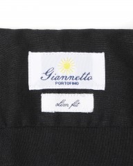 giannettoリネンコットン ブラック カッタウェイシャツ 【SLIM FIT】mb_13l