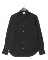 giannettoリネンコットン ブラック カッタウェイシャツ 【SLIM FIT】mb_c0
