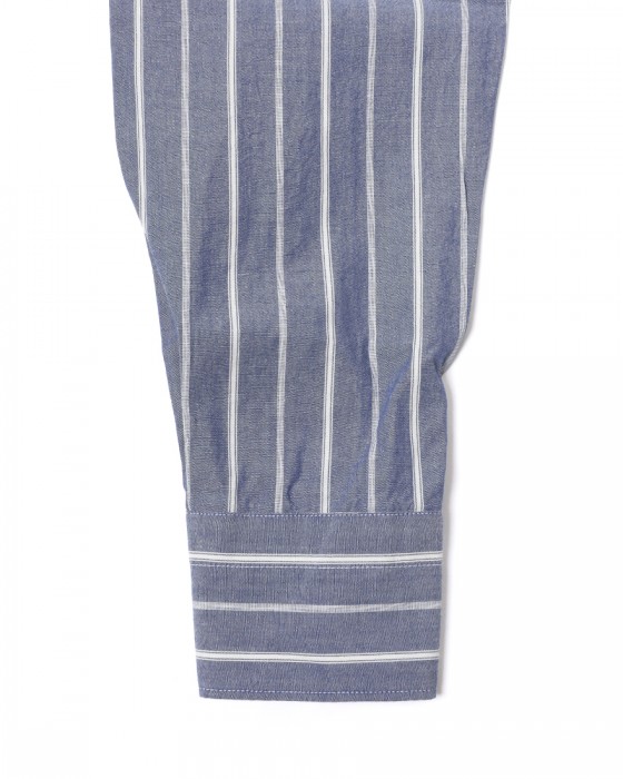 giannettoネイビーストライプ コットン カッタウェイ シャツ【VINCI FIT/ヴィンチフィット】12l