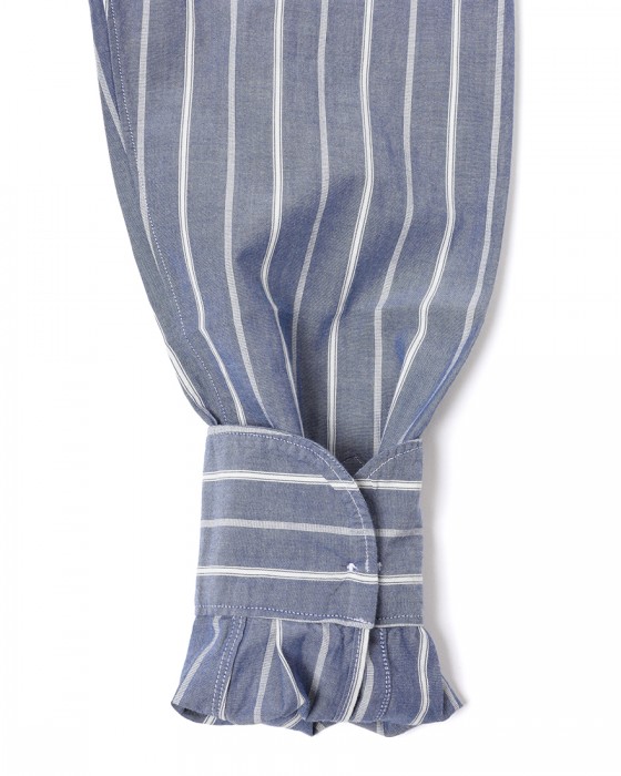 giannettoネイビーストライプ コットン カッタウェイ シャツ【VINCI FIT/ヴィンチフィット】14l