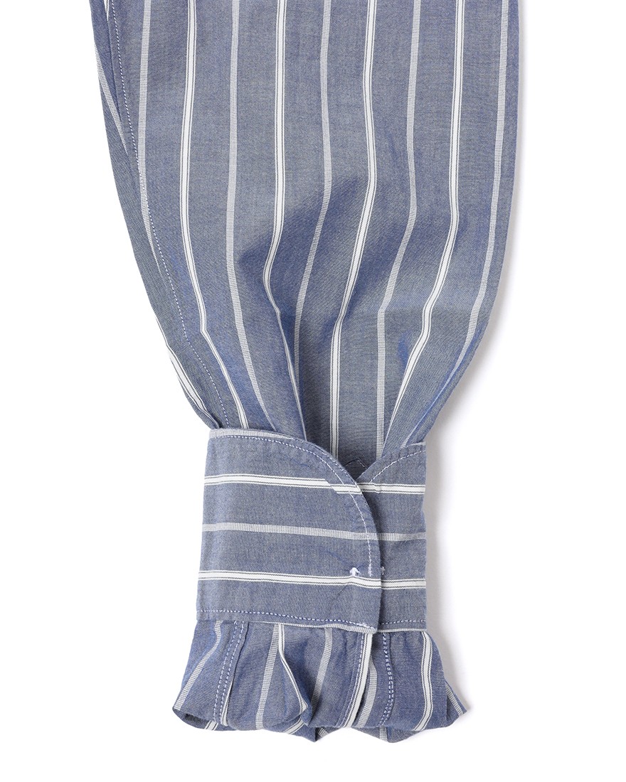 giannettoネイビーストライプ コットン カッタウェイ シャツ【VINCI FIT/ヴィンチフィット】14l