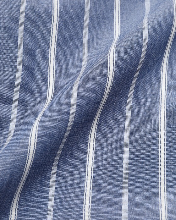 giannettoネイビーストライプ コットン カッタウェイ シャツ【VINCI FIT/ヴィンチフィット】15l