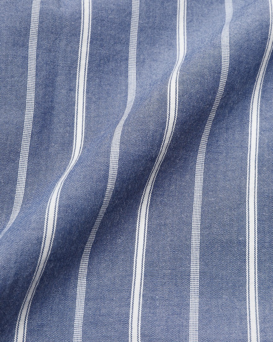 giannettoネイビーストライプ コットン カッタウェイ シャツ【VINCI FIT/ヴィンチフィット】15l