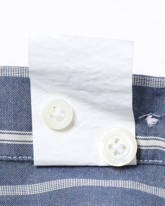 giannettoネイビーストライプ コットン カッタウェイ シャツ【VINCI FIT/ヴィンチフィット】17l