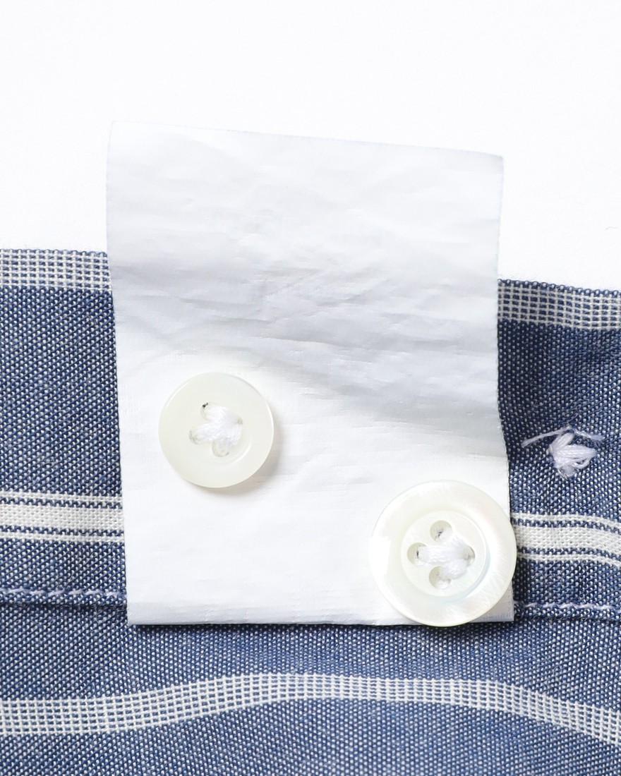 giannettoネイビーストライプ コットン カッタウェイ シャツ【VINCI FIT/ヴィンチフィット】17l