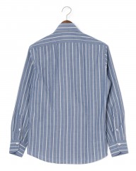 giannettoネイビーストライプ コットン カッタウェイ シャツ【VINCI FIT/ヴィンチフィット】mb_06l