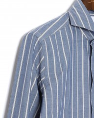 giannettoネイビーストライプ コットン カッタウェイ シャツ【VINCI FIT/ヴィンチフィット】mb_07l
