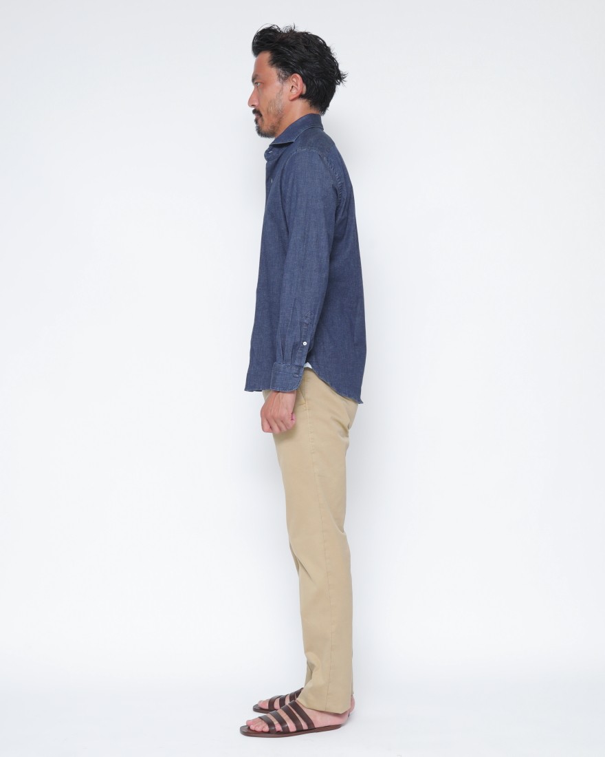 giannettoストレッチデニム カッタウェイシャツ 【SLIM FIT】02l