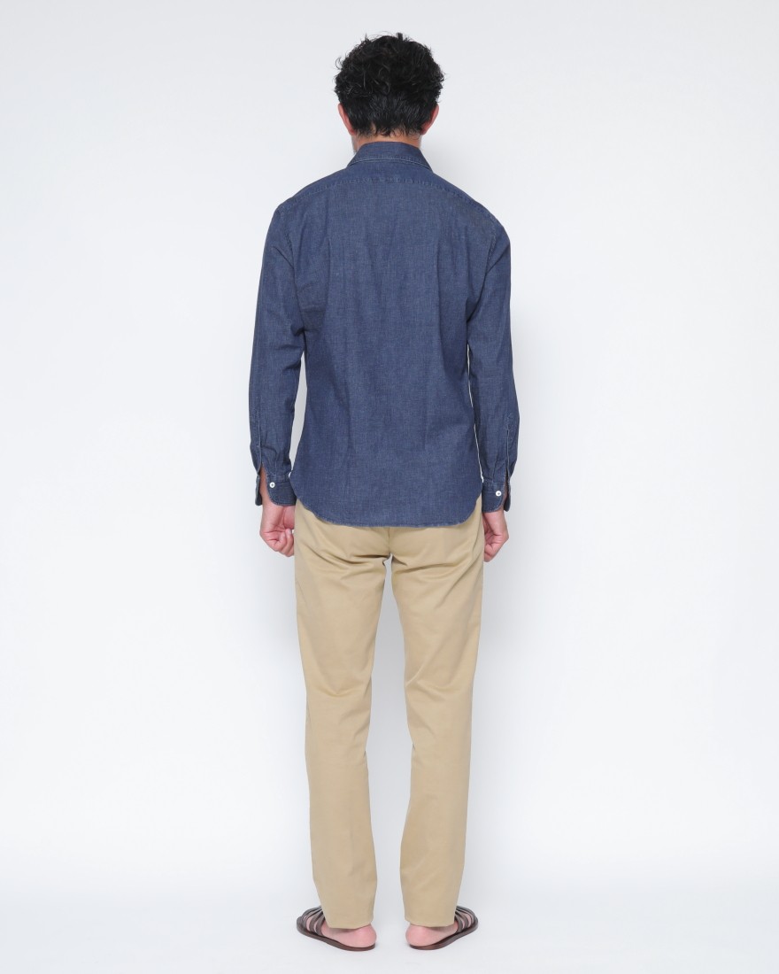 giannettoストレッチデニム カッタウェイシャツ 【SLIM FIT】03l