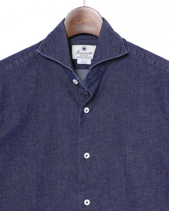 giannettoストレッチデニム カッタウェイシャツ 【SLIM FIT】05l