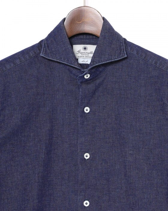 giannettoストレッチデニム カッタウェイシャツ 【SLIM FIT】06l