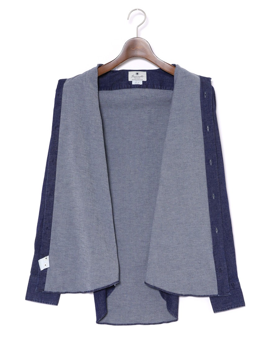 giannettoストレッチデニム カッタウェイシャツ 【SLIM FIT】10l