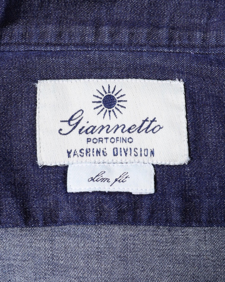 giannettoストレッチデニム カッタウェイシャツ 【SLIM FIT】12l