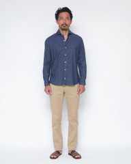 giannettoストレッチデニム カッタウェイシャツ 【SLIM FIT】mb_01l