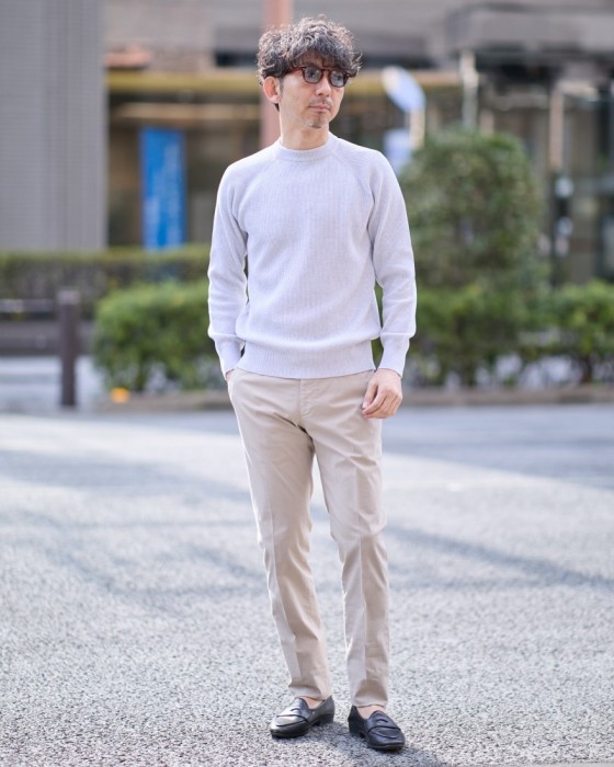 FILIPPO DE LAURENTIIS12G コットンリブ クルーネック ロングスリーブ ニットma