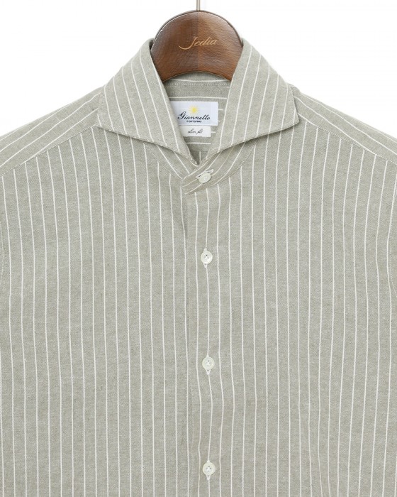 giannettoコットンリネン ストライプ　カッタウェイシャツ 【SLIM FIT】06l