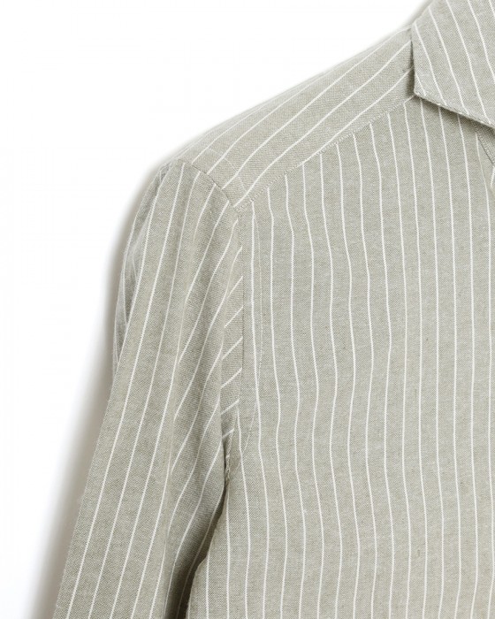 giannettoコットンリネン ストライプ　カッタウェイシャツ 【SLIM FIT】07l
