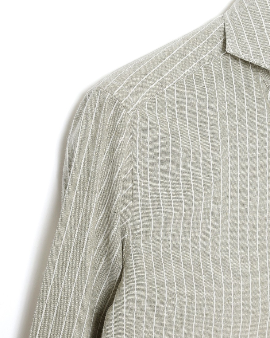 giannettoコットンリネン ストライプ　カッタウェイシャツ 【SLIM FIT】07l