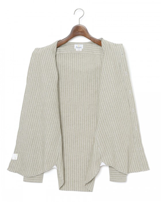 giannettoコットンリネン ストライプ　カッタウェイシャツ 【SLIM FIT】09l