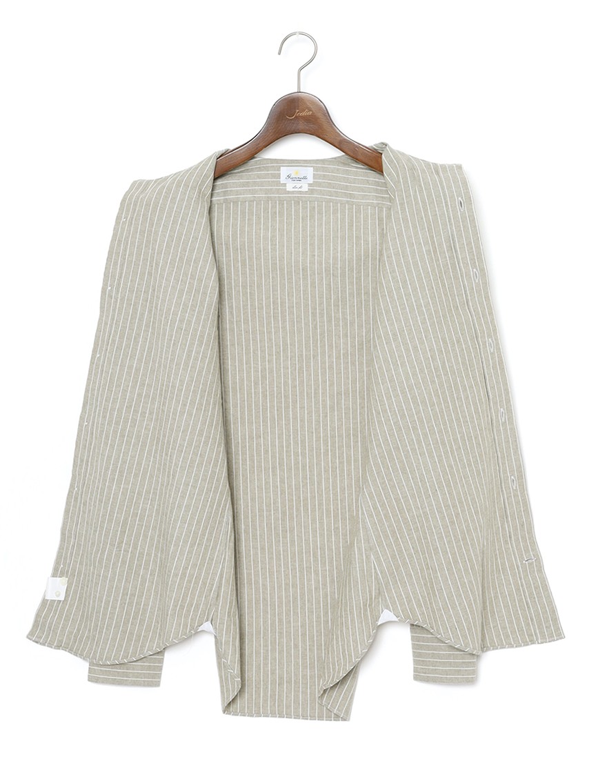 giannettoコットンリネン ストライプ　カッタウェイシャツ 【SLIM FIT】09l